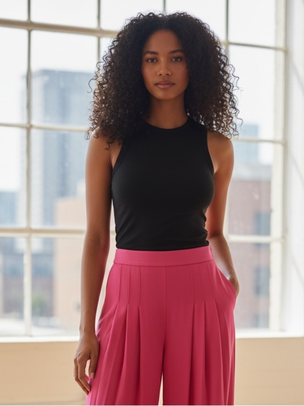 Area Stars Pleated Wide‑Leg Pants NWT | Small Hot Pink High‑Waist Statement - Picture 2 of 4